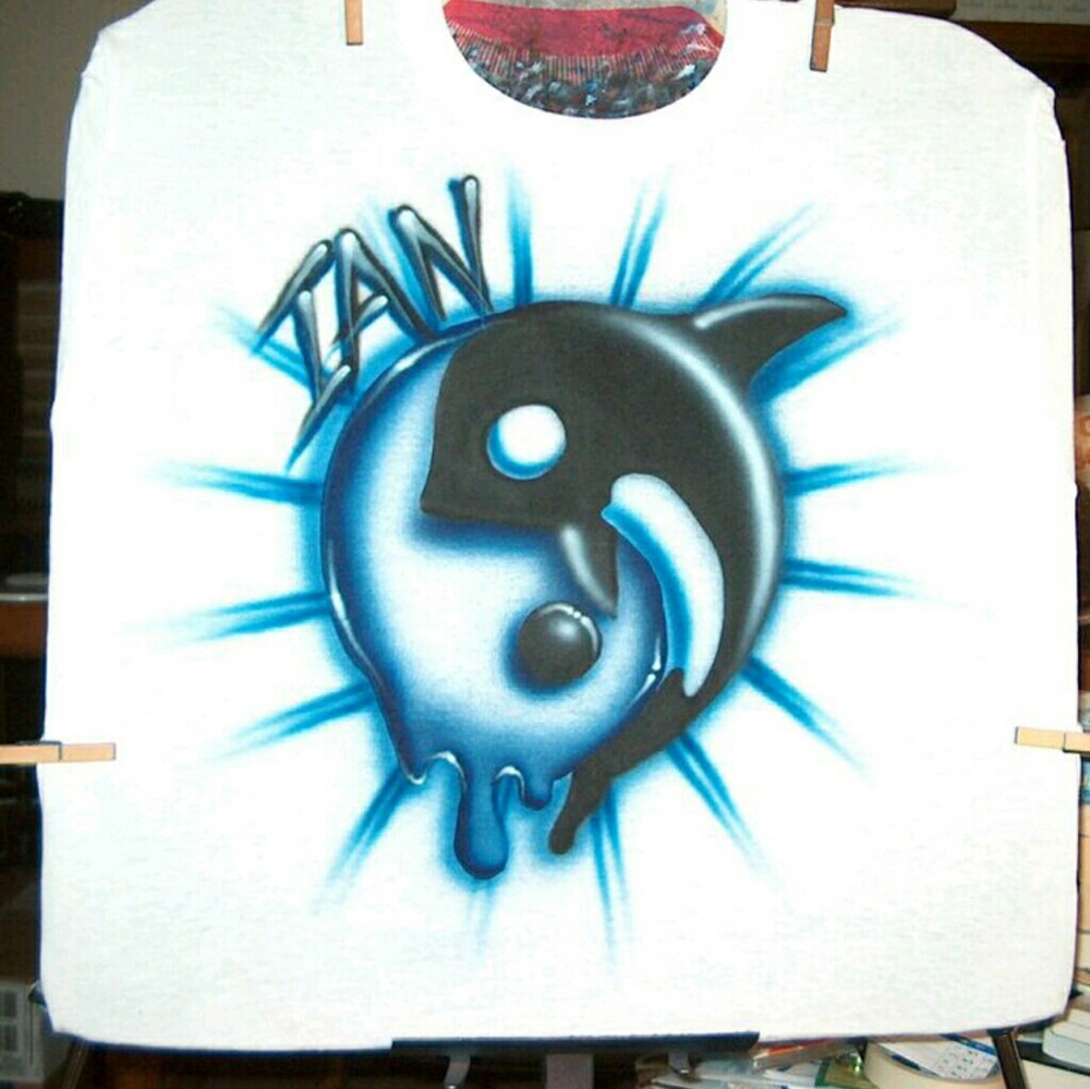 COPY - KILLER WHALE YIN YANG Airbrushed T-shirt Custom
